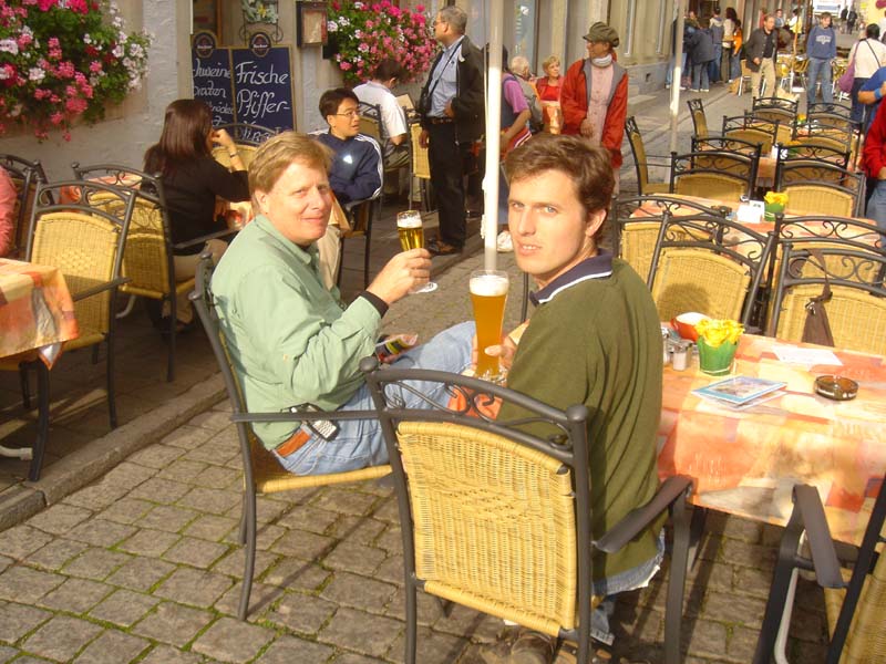 A sidewalk beer